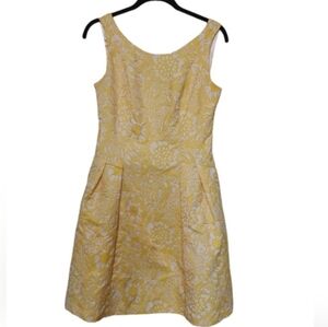 Luxe by Carmen Marc Valvo Yellow Dress sz 6 Sleeveless Cocktail
